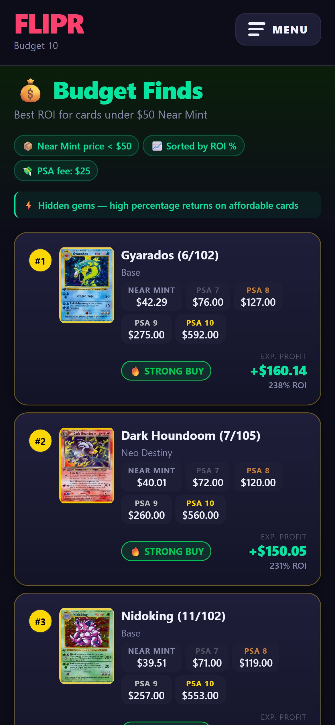 QuickFlip buying arbitrage results